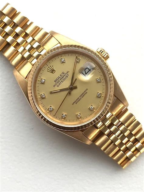 rolex oyster perpetual datejust 18k yellow gold watch|rolex datejust diamond dial price.